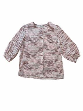 Peter Sam Silk Lightweight Printed Blouse in Cream and Dusty Rose
